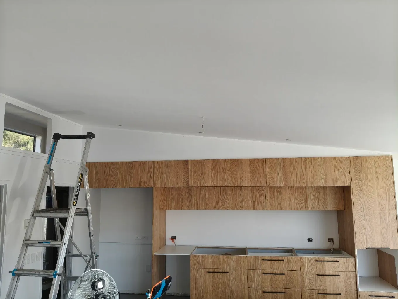 Built-in study joinery with a ladder alongside
